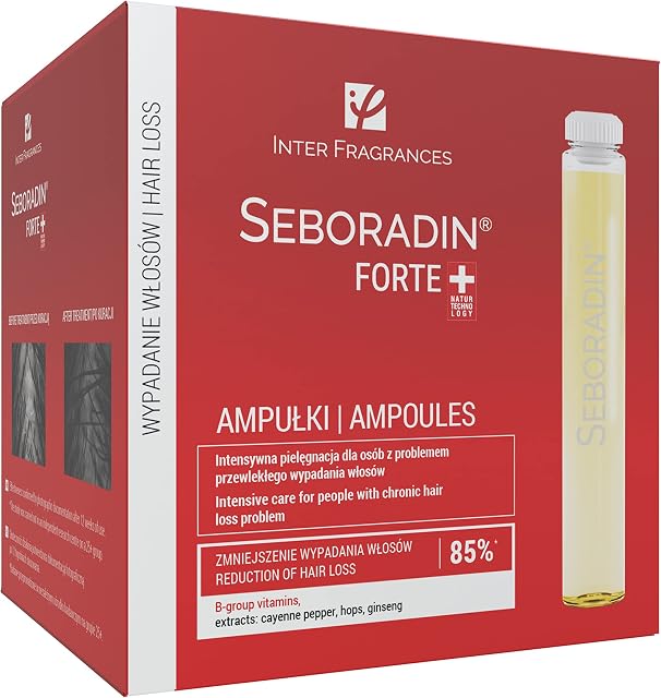 Seboradin Forte Hair Growth Serum Ampoules 7 x 5,5 ml Anti Hair Loss Serum Chronic Hair Loss and Thinning Treatment Natural Extracts and Vitamins Hair & Scalp Treatment Hair Care & Products