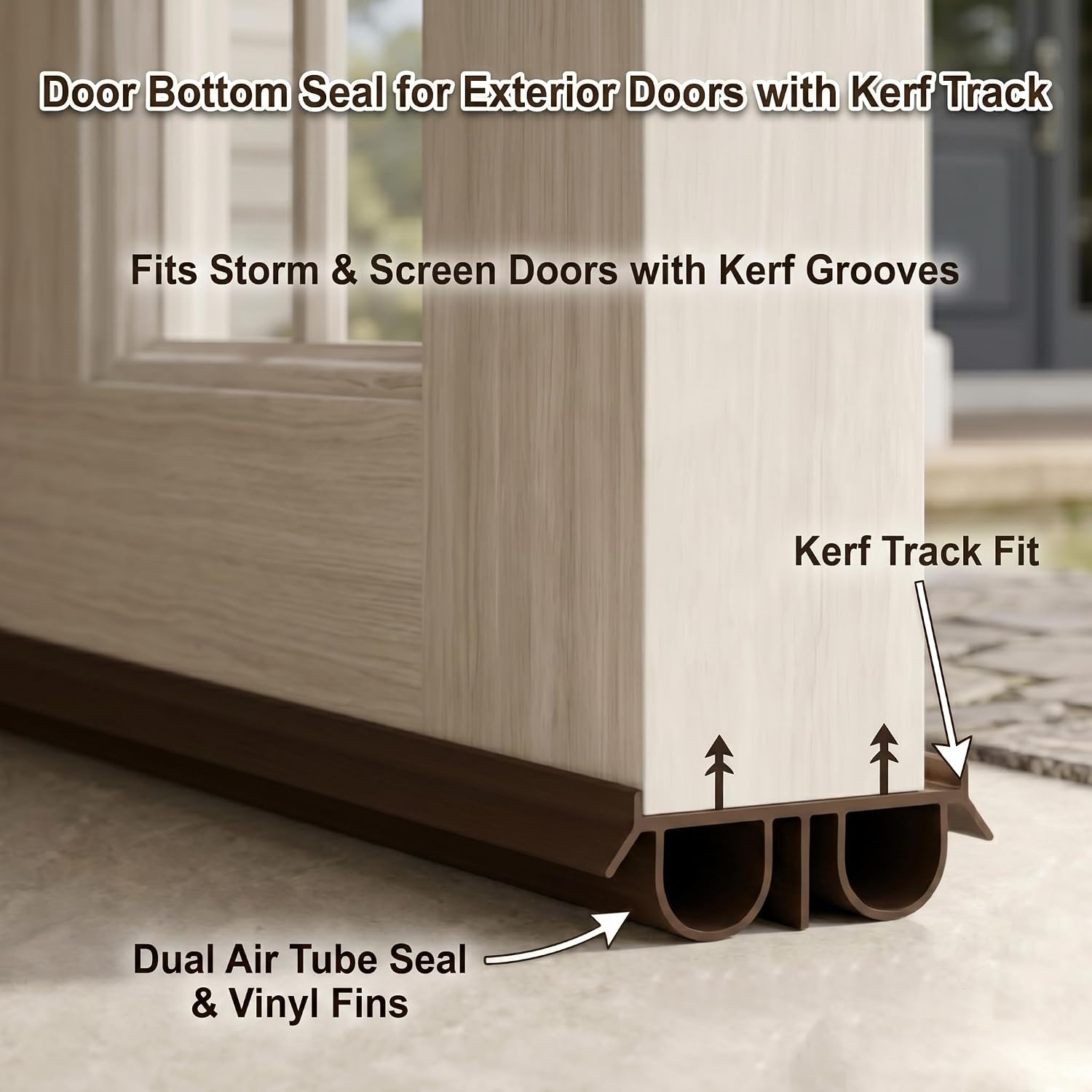 Exterior Door Sweep Kerf Style Door Bottom Seal Strip,Under Door Seal Kit