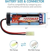 Vista 3 de Tenergy Batería plana de 8.4V NiMH w/Mini Tamiya conector de alta capacidad 1600mAh batería