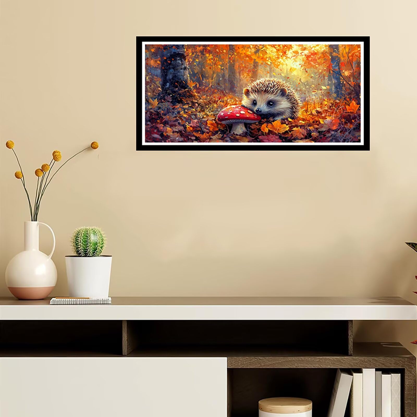 Diamentowe malowanie jeż 5D diamentowe rysunki, DIY diamentowe malowanie dorośli grzyb diamentowy obraz zestaw DIY dzieci kryształ prezent na ścianę domu 55x110cm CJ0P-447