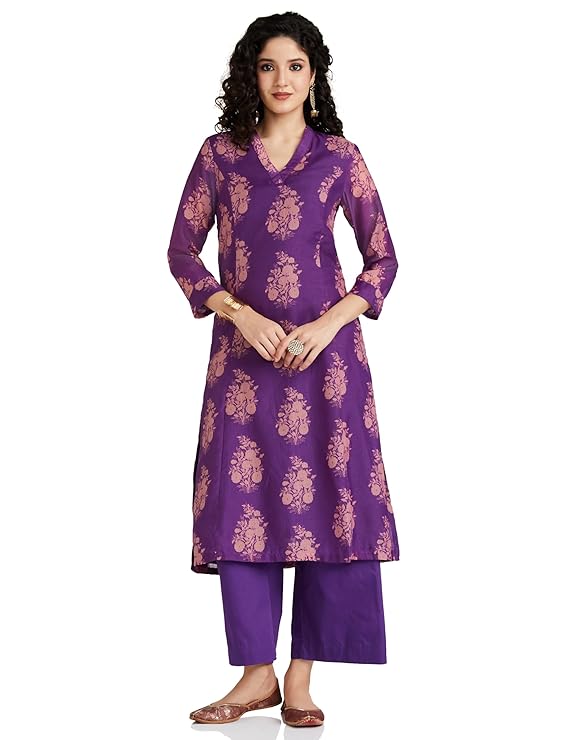 BIBA Women Art Silk Kurta And Palazzo Set – VLT