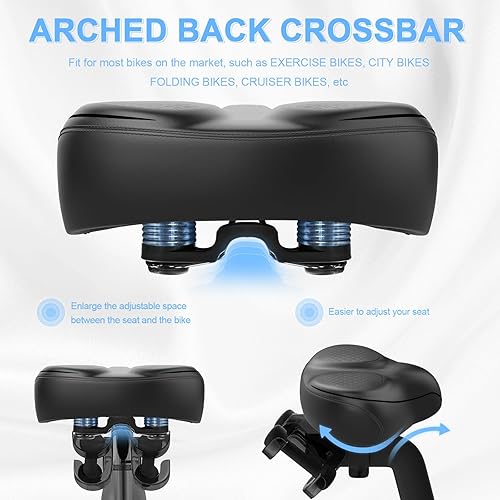 Miniatura 4 de Xmifer Asiento de bicicleta de gran tamaño, cómodo sillín de bicicleta, diseño de ranura media, espuma viscoelástica de 2.95 pulgadas de grosor,