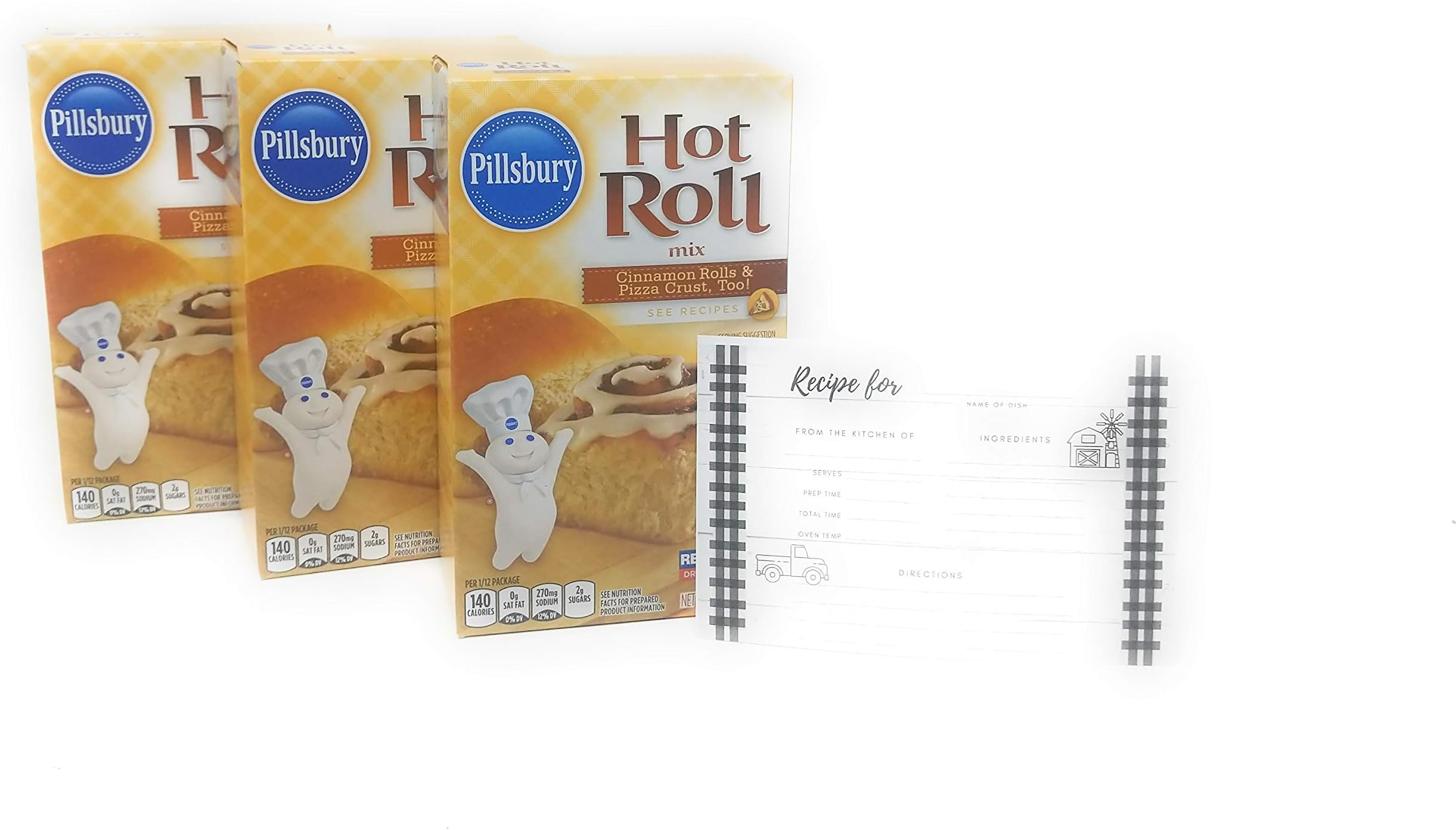 JFSPillsbury Hot Roll Mix Bundle - 3 x 16 Oz Boxes of Pillsbury Speciality Hot Roll Mix, Hot Roll Mix Pillsbury, Bundled with Recipe Card