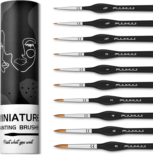 Fuumuui Kolinsky Sable Watercolor Brushes,Miniature Art Brushes for Fine Detailing & Art Painting,For Watercolor, Acrylic, Models, Nail, Oil