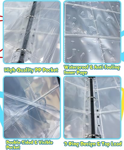 Miniatura 6 de Carpeta de 900 bolsillos para tarjetas Pokémon, 9 bolsillos compatible con tarjetas coleccionables Pokémon con fundas extraíbles, estuche de