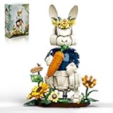 ZONECYTD Easter Rabbit Building Set with Sunflower & Carrot for Adults, Compatible with Lego Bunny Animal Botanical Collection Model for Girls Home Decor Gift -1258pcs