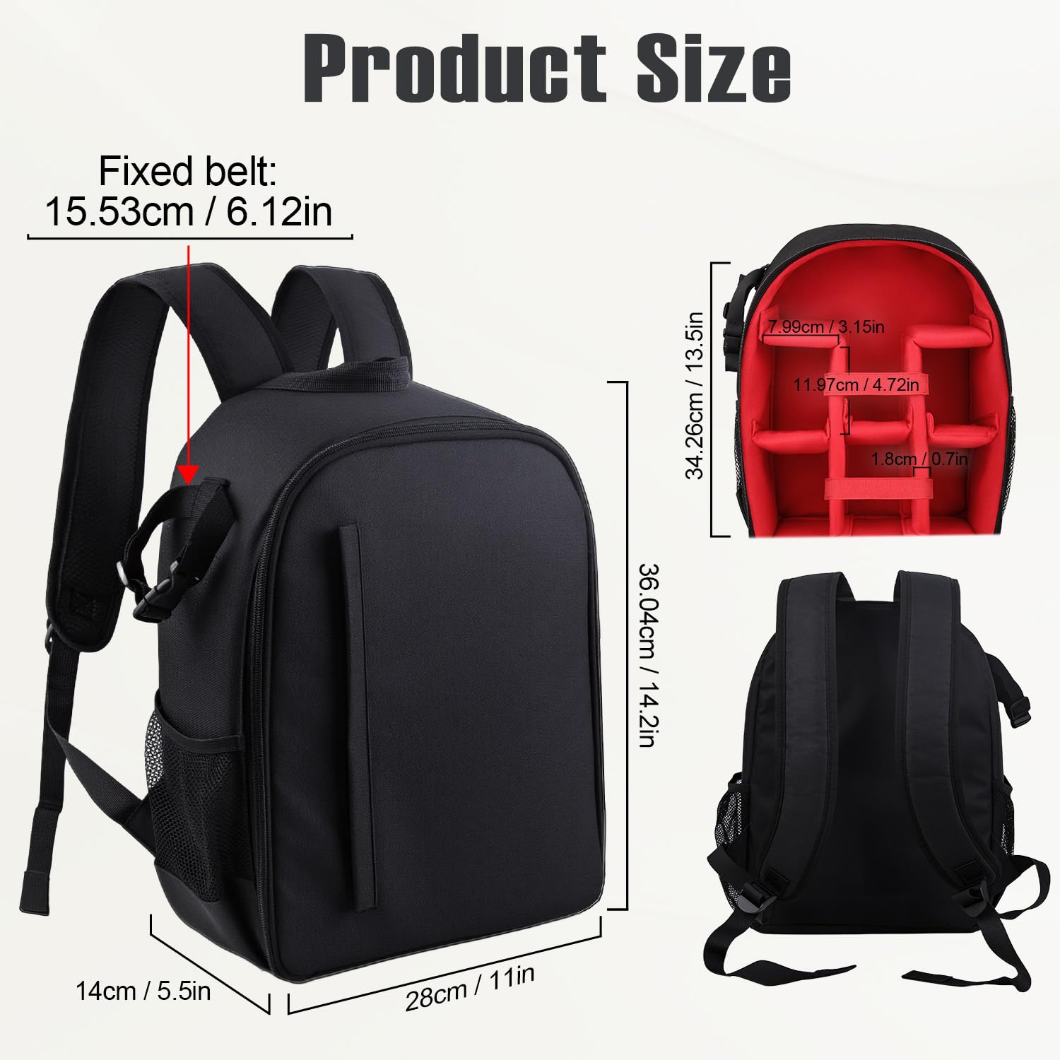 Zaino per fotocamera, LP Zaino unisex impermeabile per attrezzatura fotografica, custodia per fotocamera DSLR/SLR, obiettivi, treppiede e accessori, compatibile con Nikon, Canon, Sony, Olympus, Panaso