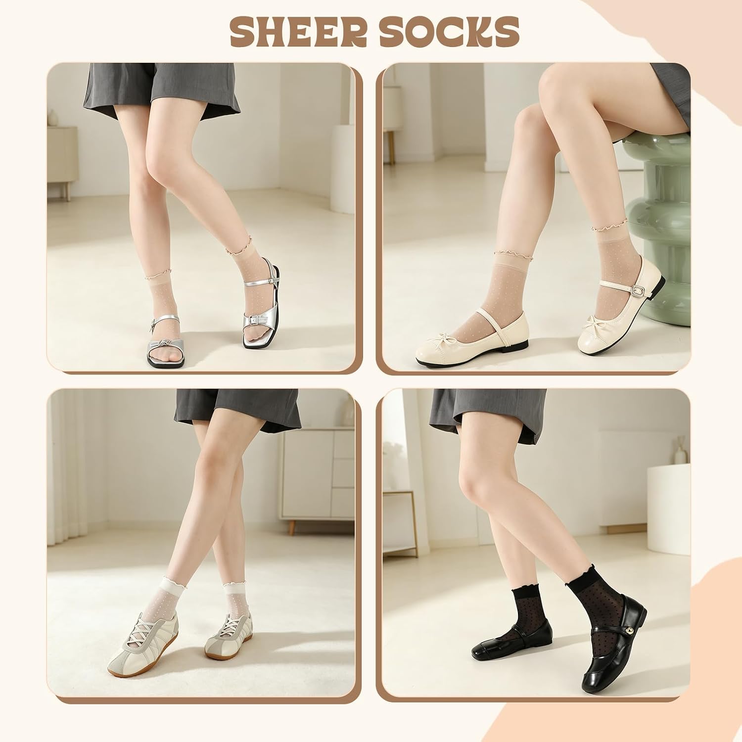 15 Pairs Women Sheer Ruffle Socks Summer Cool See Through Thin Stockings Frilly Lace Ankle Socks for Women