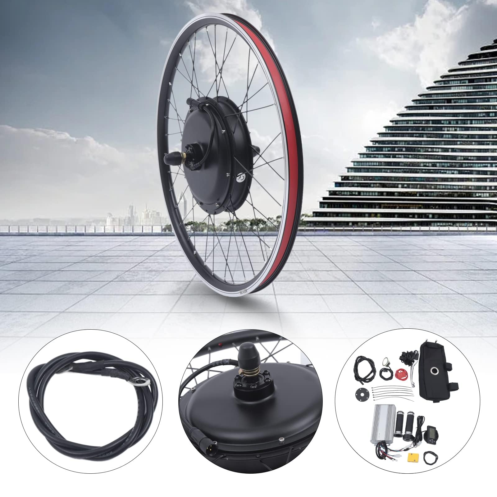 E Bike Kit 26 Zoll 48V 1500W Ebike Kit Hinterrad mit LCD Display | E Bike Umbausatz, Pedal Assist Sensor, 7-Gang Schwungrad, Bremshebel, Controller-Tasche, für 26 Zoll Fahrräder