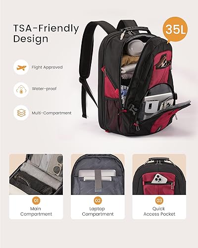 Miniatura 2 de Mochila grande de viaje y para laptop, de 17-17.3 pulgadas, es impermeable, antirrobo, con cerradura y puerto de carga USB, para negocios, escuela,