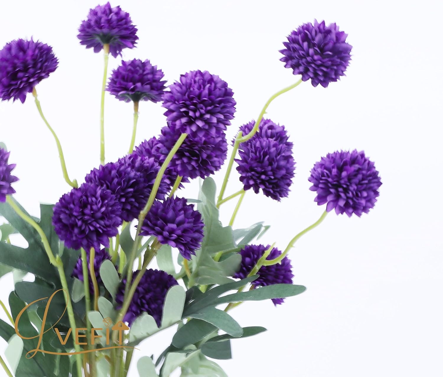 LVEFIT 10 Pcs Purple Kiku FlowerFake Mums Long Stem Flowers,Faux Kiku Flower Bulk,Silk Flowers Mini Chrysanthemum Floral Arrangements,Artificial Flowers Chrysanth Mini Fake Flower