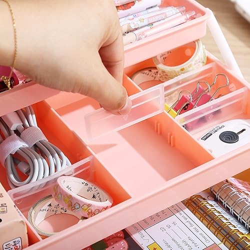 Miniatura 3 de Caja de almacenamiento de plástico transparente de tres capas de 12 pulgadas, caja de herramientas, organizador multiusos y estuche de