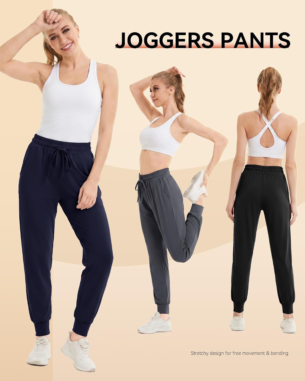 Joggers for Women - 3 Pack Womens Sweatpants Lightweight Jogging Pants