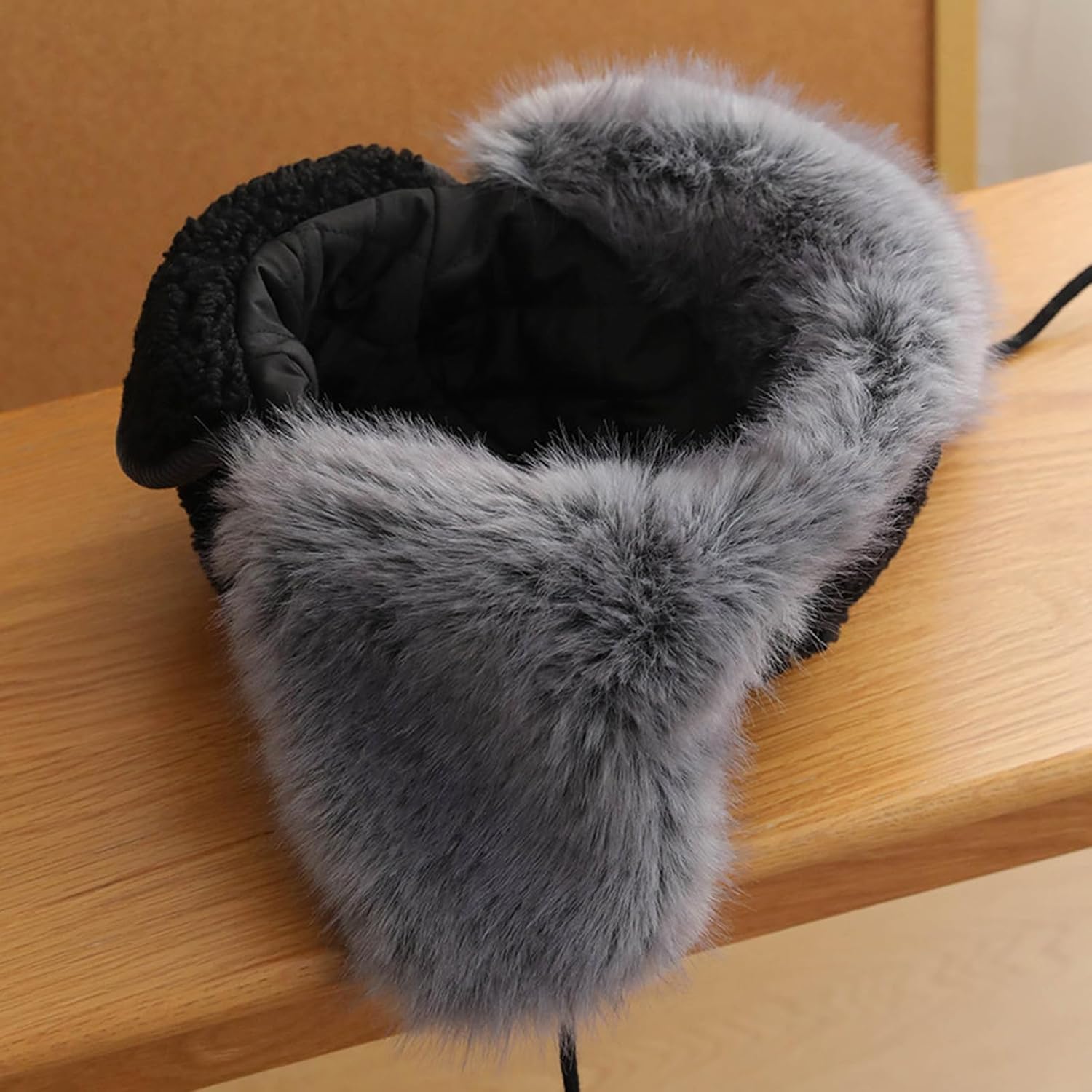 Fleece Trapper Hats for Women Girls Warm Faux Fur Ear Flap Quilted Lined Windproof Outdoor Ski Hunting Cap