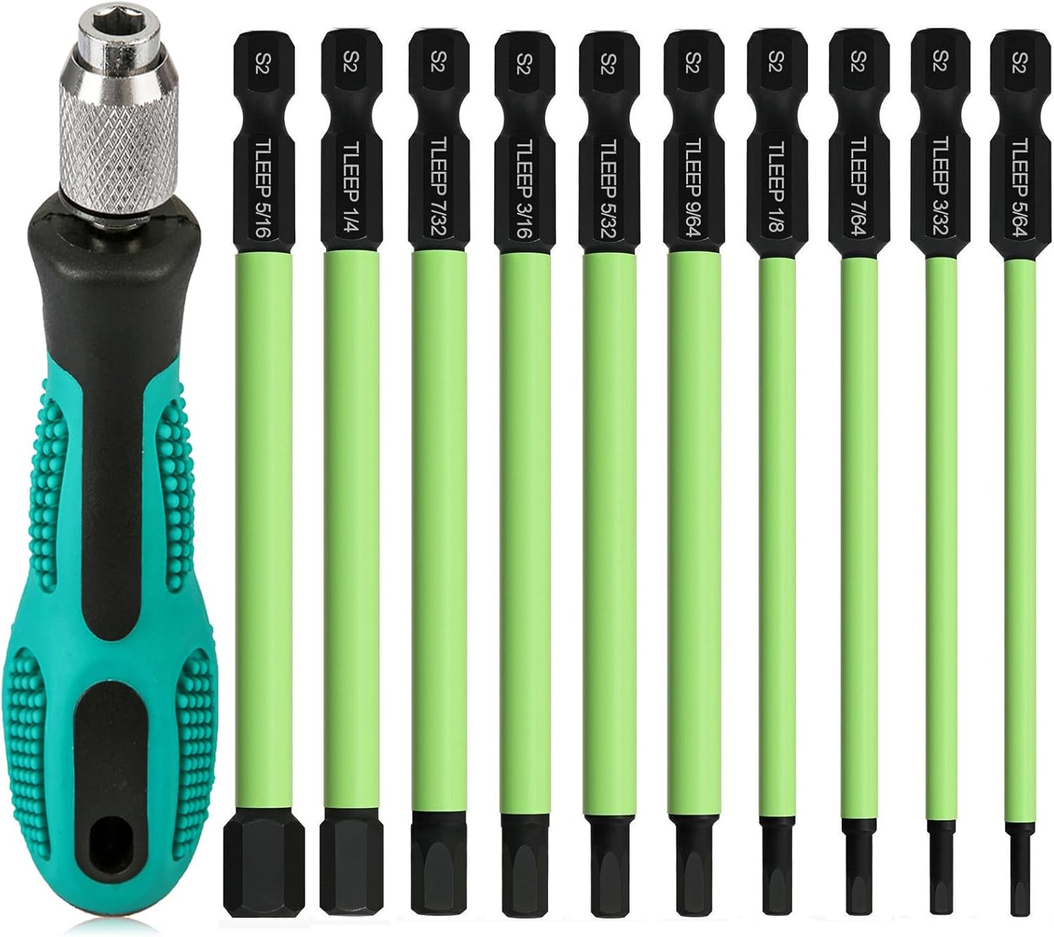 TLEEP 10 Pcs 1/4" Hex Head Allen Wrench Drill Bits 3.94" Long with 1/4