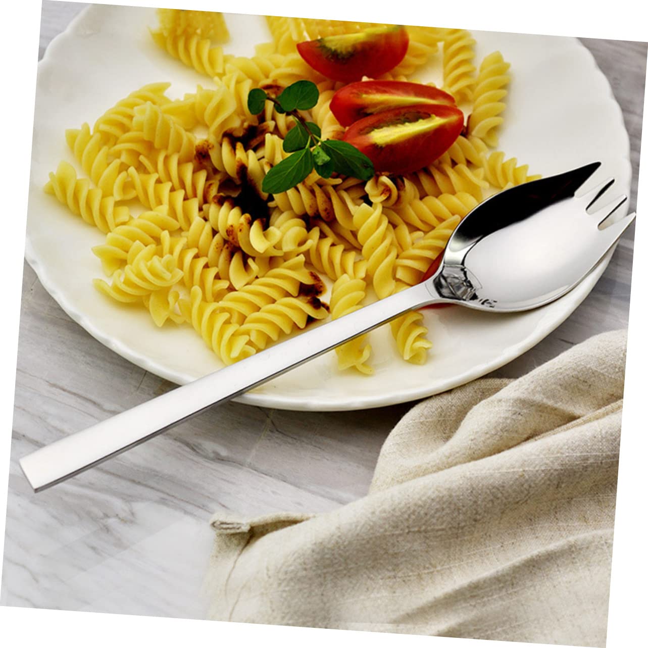 FUNOMOCYA 1 PC 304 Cream Spoon Spoons Pasta Servers Dinner Fork Salad Fork Appetizer Sporks Dinner Servers Salad Spoon Appetizer Spoon Fruit Spoon Salad Serving Spoon Salad Servers Silver