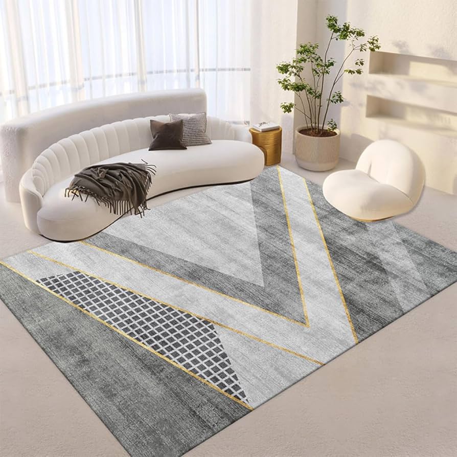 インドアプラス抽象模様のグレー・ベージュラグ