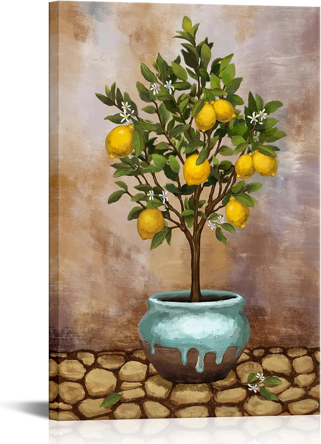 Conipit Lemon Wall Art Canvas Lemon Tree Pictures Citrus Fruit Artwork Vertical Painting Vintage Botanical Prints Kitchen Living Room Bedroom Decor Framed 24"x36"