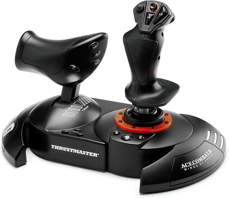 Thrustmaster T.FLIGHT HOTAS NEO ACE COMBAT 8 WINGS OF THEVE Edition - Controlador de simulación con licencia oficial - Joystick de vuelo y acelerador con retroalimentación de vibración - PS5, PS4, PC