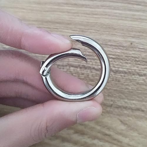 Miniatura 4 de 6 ganchos redondos de resorte de 1.378 in, accesorios de bricolaje para bolso de mano, correa de hombro, llaveros, hebilla, círculo de aleación de