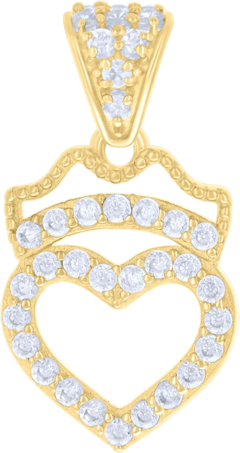Jewels By Lux 10kt Yellow Gold Womens Cubic-Zirconia Heart Charm Pendant
