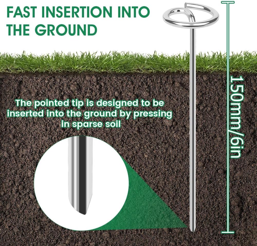 300pcs Landscape Fabric Pins, Bold 8 Gauge Galvanized Steel Garden Staples, Tent Stakes Landscape Fabric Staples Yard Stakes for Decoration Weed Barrier (6in X 300)