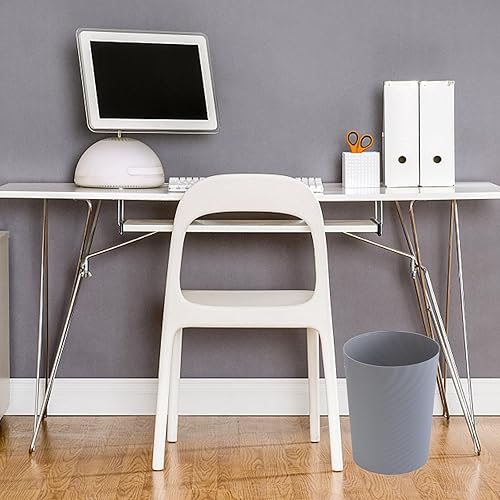 Miniatura 7 de UUJOLY Cubo de basura pequeño de plástico, cesta de basura para baños, lavandería, cocinas, oficinas, habitaciones de niños, dormitorios, (gris, 1.8
