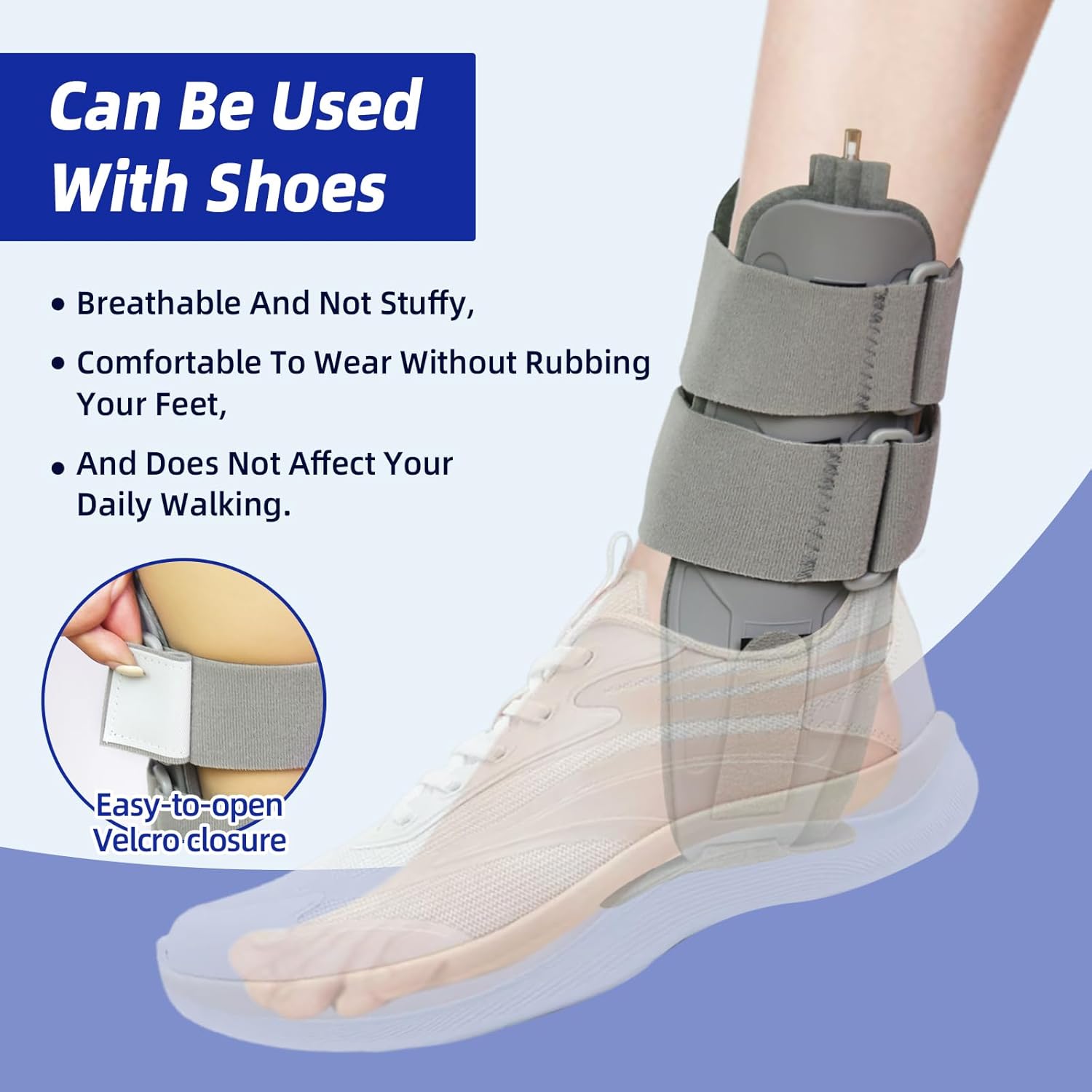 Ankle Brace for Foot Support, Stirrup Ankle Splint with Inflatable Airbag,Adjustable Compression Straps Ankle Stabilizer Brace for Sprains,Instability,Ligament Injuries