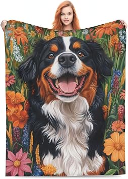 Bernese Mountain Dog Blanket Gifts for Women Men Adults Dog Lovers, Bernese Mountain Plush Fleece Throw Blankets, Cozy Soft Warm Bedding Decor for Sofa Living Room Travel 50"x60"