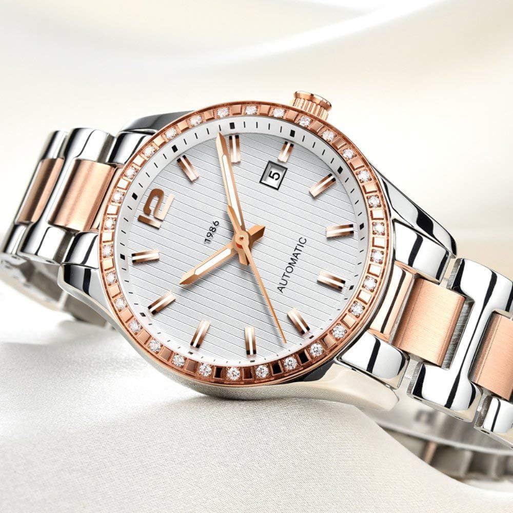 Automatic Watch Fashion Women's Analog Watch Stainless Steel Strap Waterproof Women's Automatic Mechanical Watch
