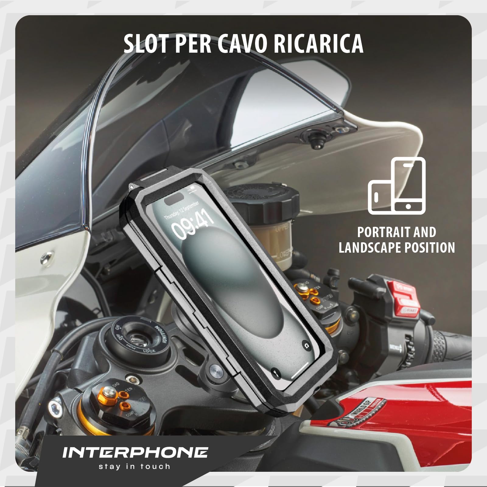 INTERPHONE QUIKLOX - 2 in 1 - Custodia Rigida Impermeabile Universale Smartphone fino a 6.5"- Supporto Cellulare per Moto - Sistema Modulare QUIKLOX - Attacco a Manubrio Incluso