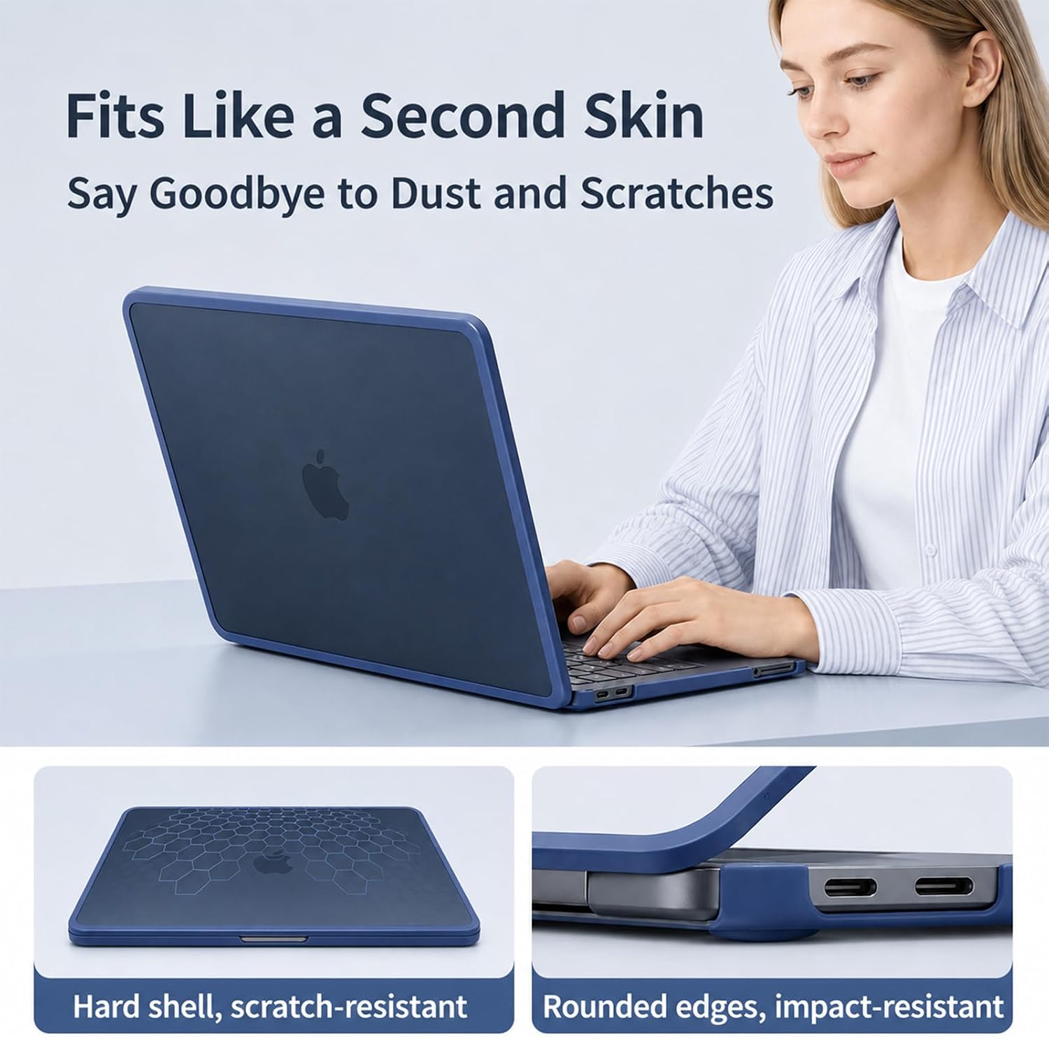 3-Piece Set Protector Case for 2026 MacBook Neo 13 Inch | Matte PC shell with screen protector, matching keyboard cover, thickened edges, vented bottom, and precise snap-on fit