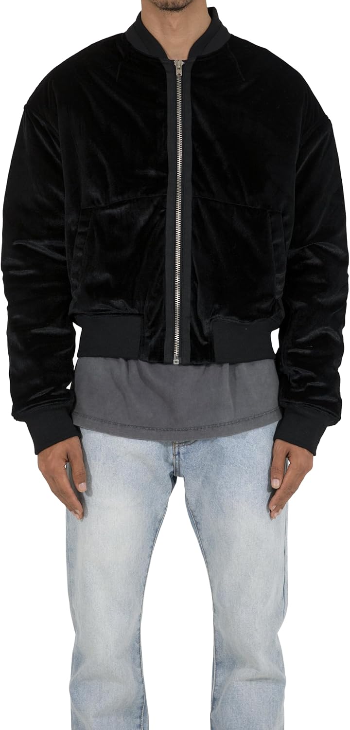 mnml mens Mnml Velour Bomber Jacket