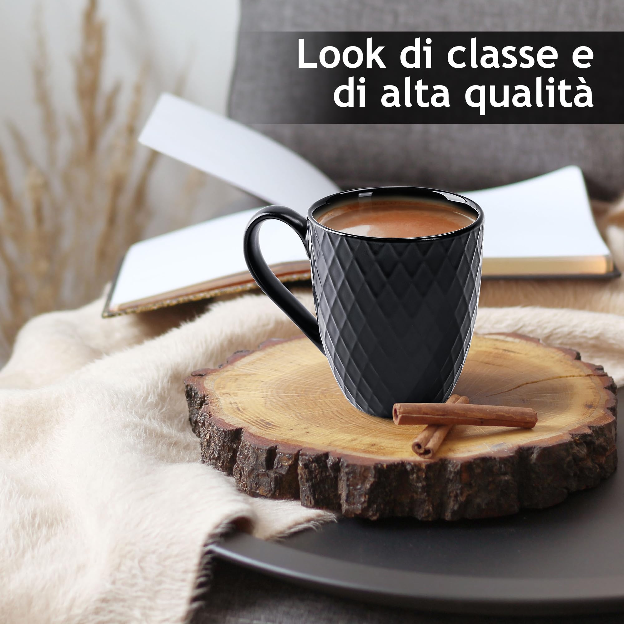 MIAMIO - servizio da tavola Set, ceramica (Schwarz) Daily | ceramica servizio da tavola für Kaffee, Tee und Mahlzeiten, Schwarz per l'uso quotidiano - lavabile in lavastoviglie at home