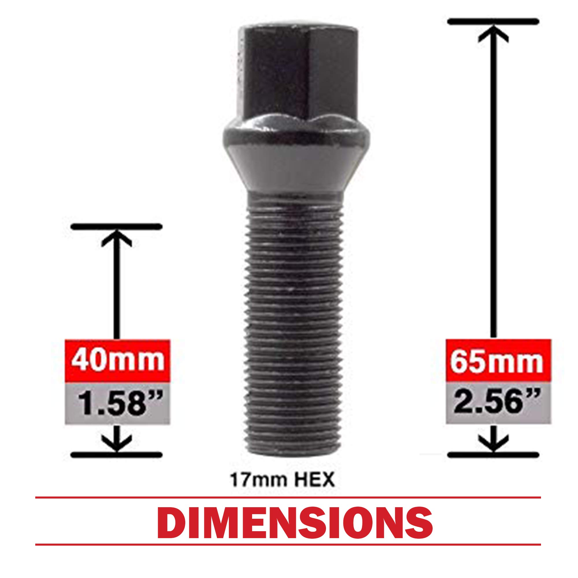 Perno De Rueda De Asiento Cónico Hexagonal De 17mm, Longitud De Vástago