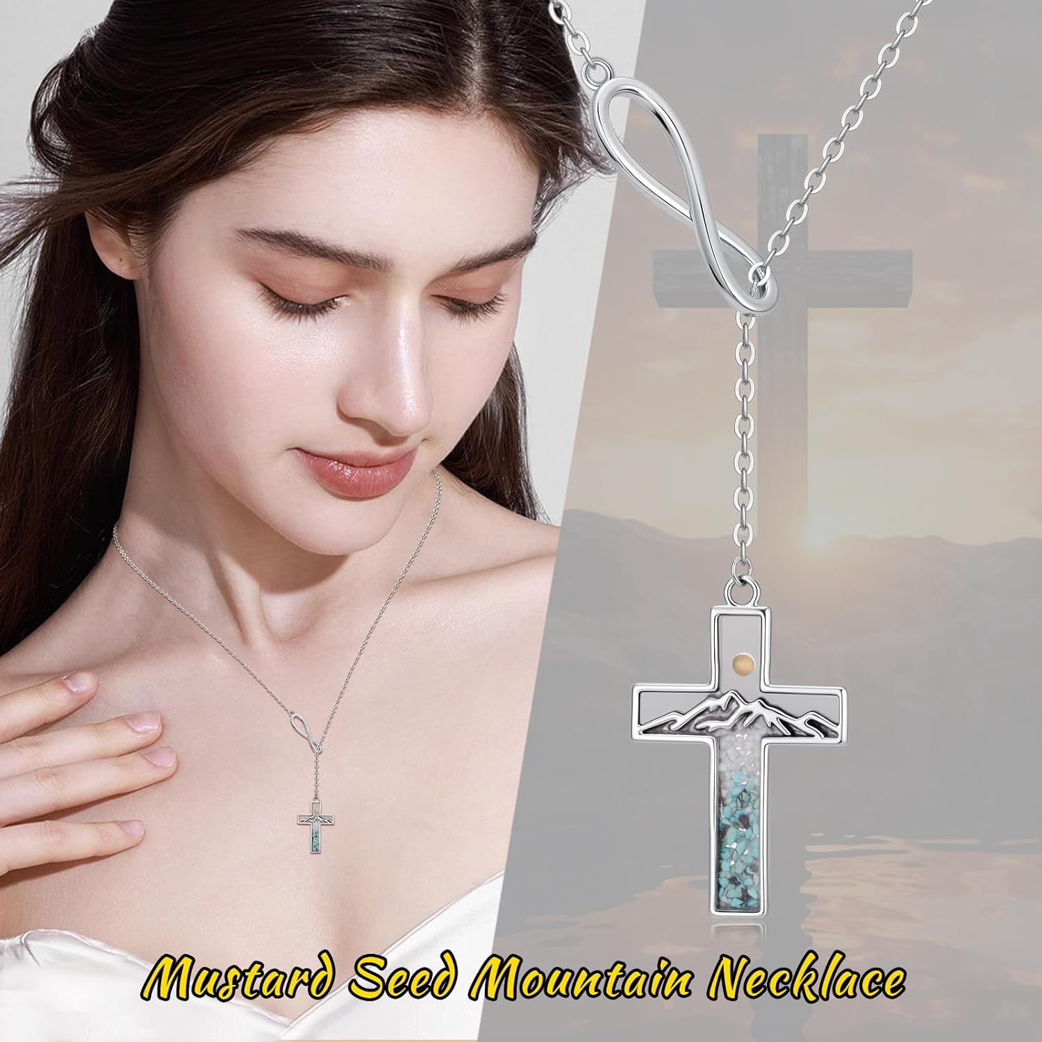 Mountain Necklace 925 Sterling Silver Mustard Seed Pendant Necklace Jewelry Gifts for Women Girls - Image 5