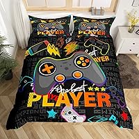 Vista 40 de Erosebridal - Conjunto de ropa de cama tamaño individual, de 2 piezas, 1 funda para edredón decorativa negra con estampado moderno de control