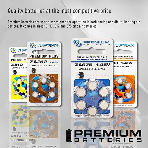 Miniatura 5 de Premium Batteries Tamaño 13 ZA13 P13 PR48 1.45 V - Pilas de audífonos de zinc con pestaña naranja (60 baterías)