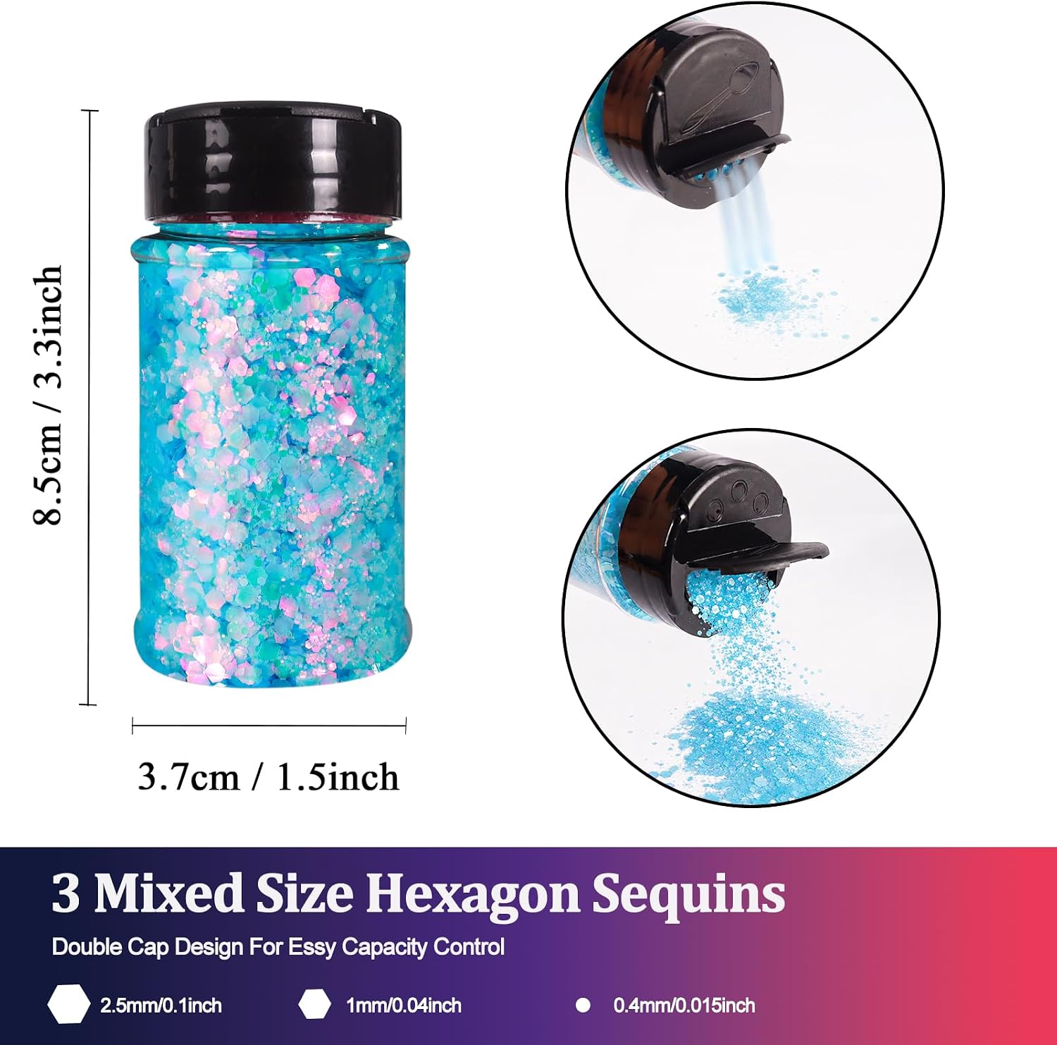 Renfio Blue Glitter,1.76oz/50g Iridescent Resin Glitter,Chameleon Mermaid Fine Powder Mixed Chunky Hexagon Sequins for Snowglobe Tumblers,Crafts,Epoxy Resin,Festival Decor,Slime,Nail-ICY Blue