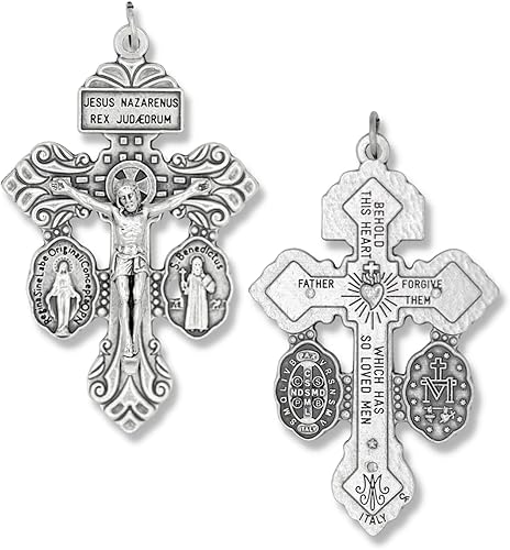 Miniatura 5 de Kit para hacer rosario italiano para 5 rosarios  Juegos de cruz y centro con crucifijo de perdón de 2 pulgadas con medallas sacramentales (medalla