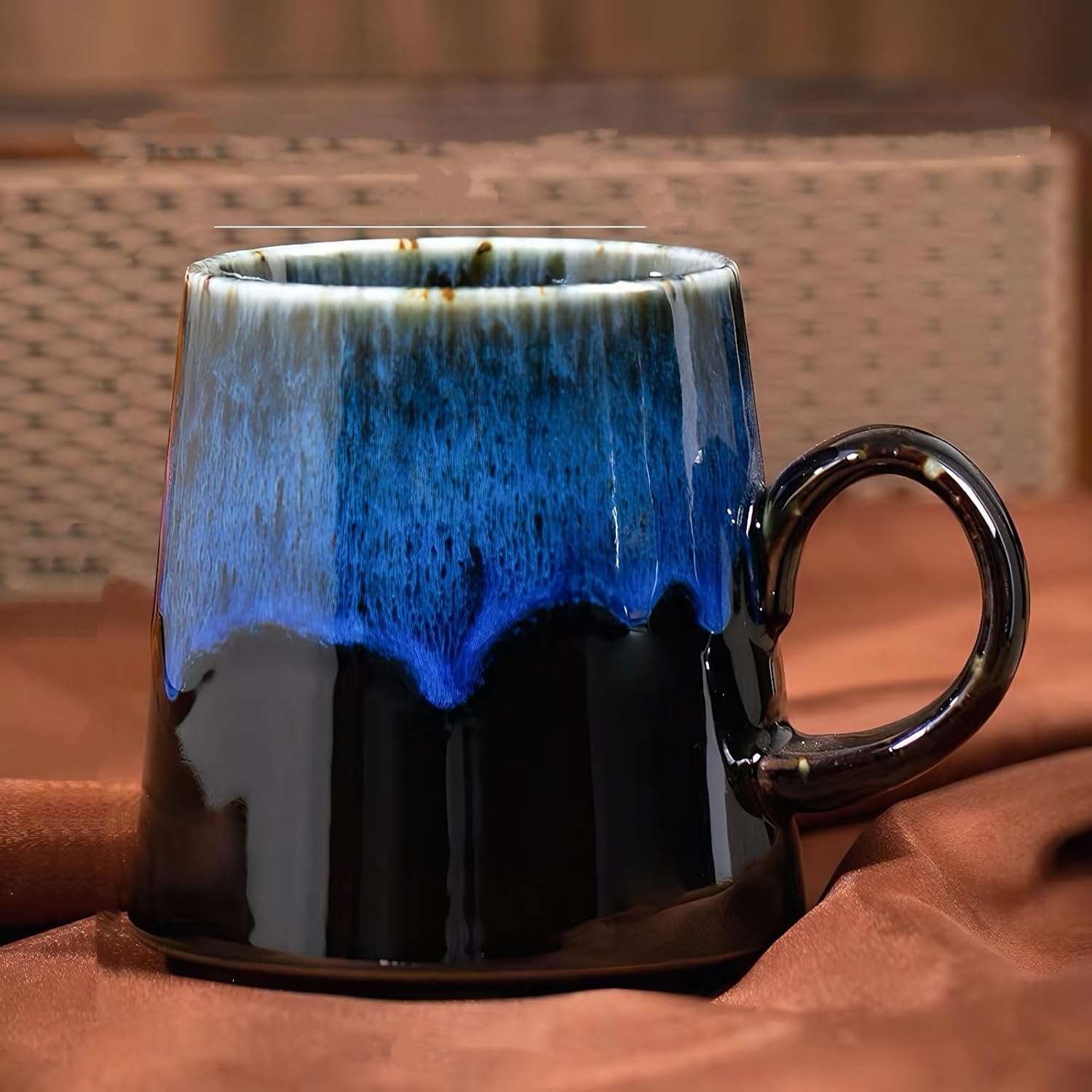 17oz Large Unique Cool Tall Handmade Ceramic Coffee Mug with Comfortable Big handle, Big Pottery Tea Mug, Artisanal Stoneware Coffee cup, Rustic Lead-free Tea Cups, Microwave safe Coffee Cup