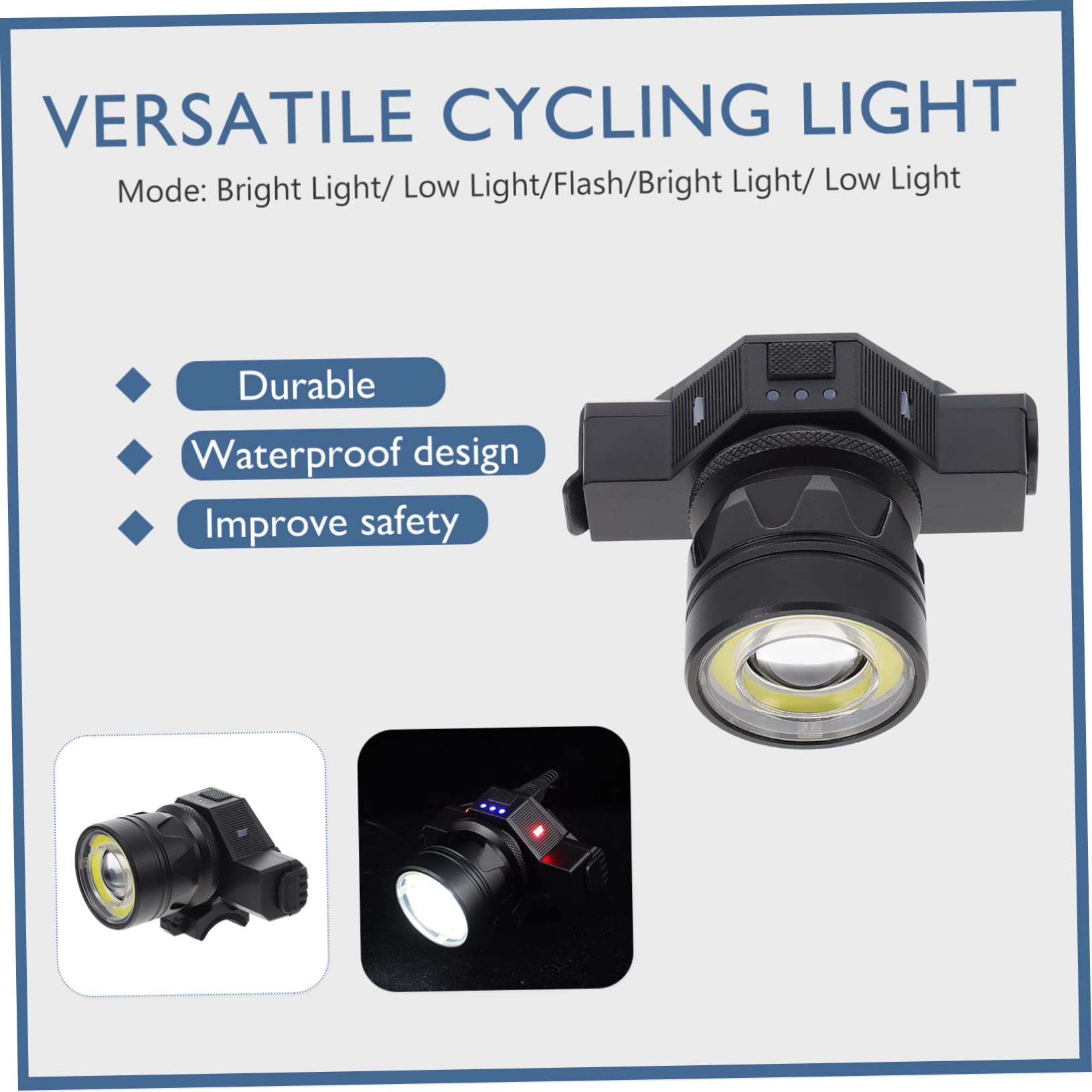 Mikikit 1 Set Headlight Bicycle Light Bike Light Bike Accessories Night Riding Accessory Outdoor Riding Equipment Cycling Headlight Abs Black