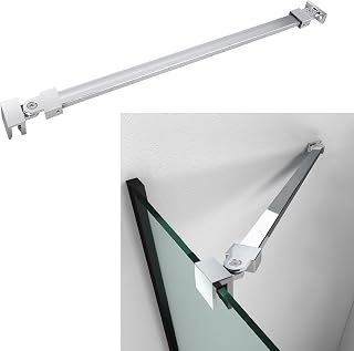 Shower Door Support Bar, 15.74 Inch (400mm) Long Stainleess Steel Rod to Fix Glass Door to Wall, for 1/4"(6mm), 5/16"(8mm), 3/8"(10mm) Frameless Glass Panel, Chrome