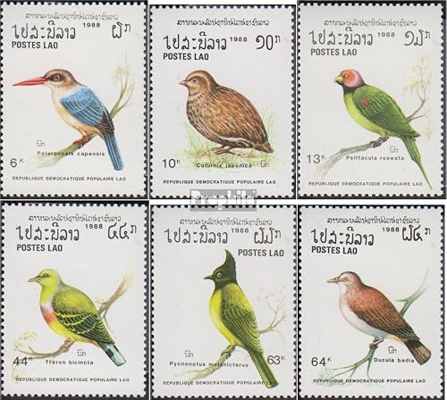 Prophila Collection Laos 1082-1087 (Completa.edición.) Nuevo con Goma Original ** MNH 1988 Aves (Sellos…