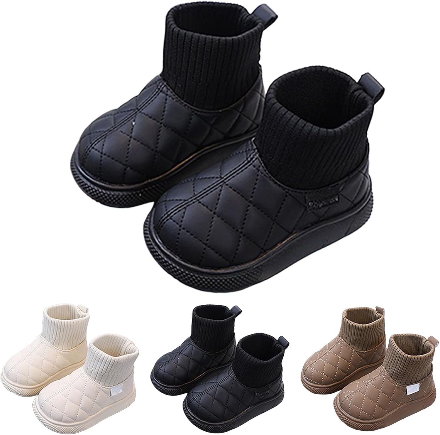 Girls Boys Snow Boots Warm Winter Fleece Lined Lightweight Outdoor Shoes for Cold Weather Toddler Kids Waterproof Anti-Slip Flat Ankle Booties Comfortable Casual Slip On Walking Boots - Image 5