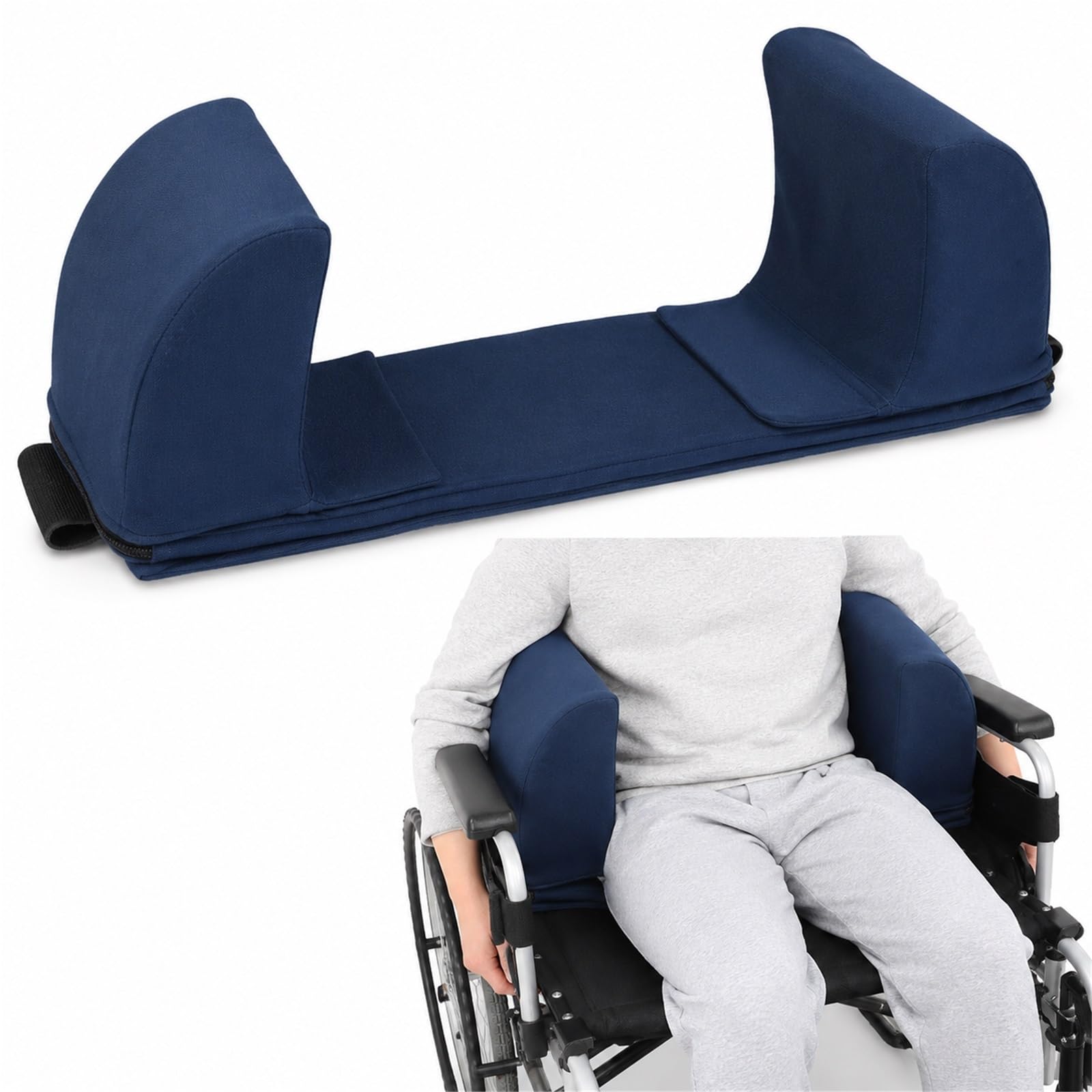 Cojín Cuña para Respaldo de Silla de Ruedas Antideslizamiento Lateral y Vuelco Frontal Apoyo Lumbar de Esponja Ergonómica para Ancianos y Personas con Sobrepeso