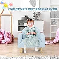 Vista 5 de Sofá Infantil INFANS, Silla Balancín para Niños Pequeños con Estructura de Madera Sólida, Diseño Antivuelco, Tela de Felpa, Sillón para Niños