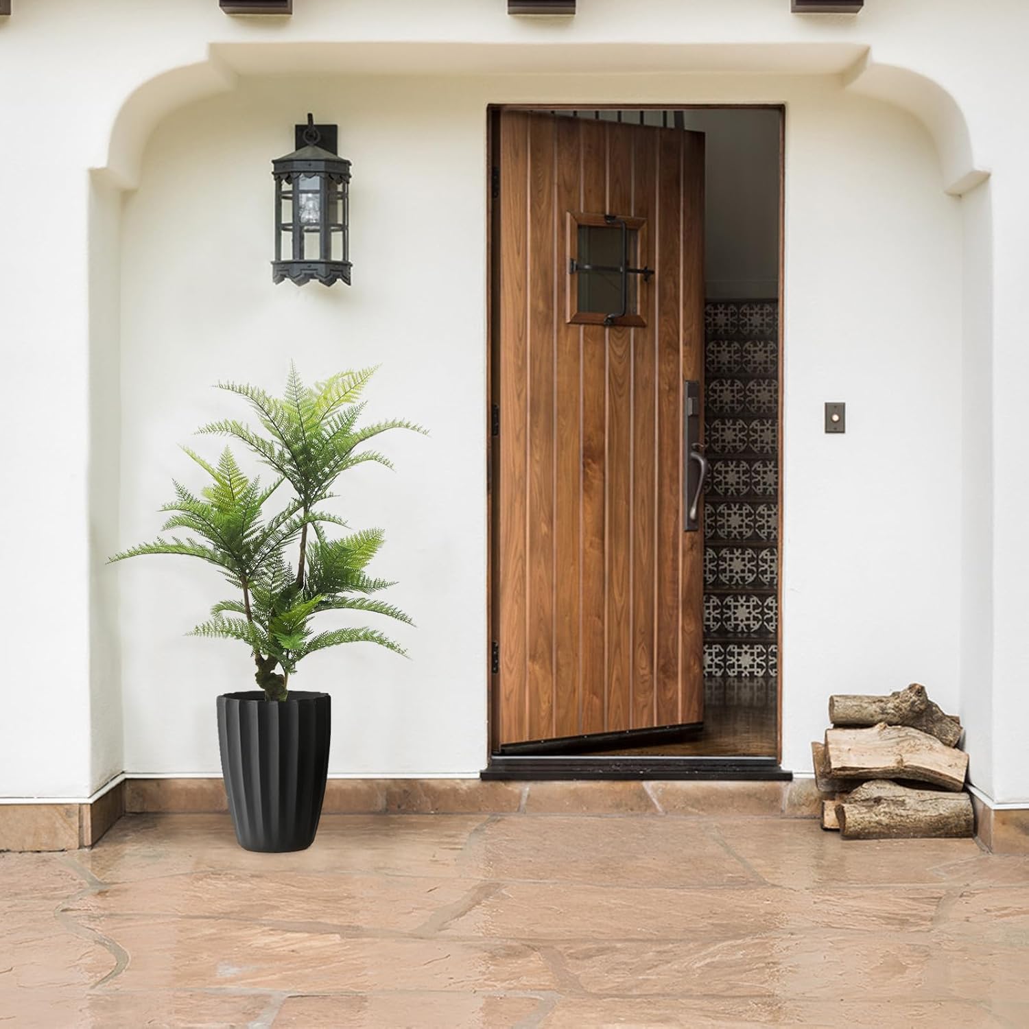 Artificial Tree Plant 3Ft Fake Tropical Fern Tree with Three Realistic Trunks,Faux Trees Indoor for Home Indoor Outdoor Office Modern Decor Housewarming Gift (1-Pack)