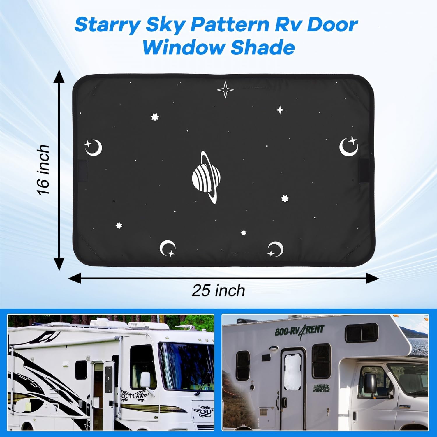 Yoleshy RV Door Window Shade Cover Blackout Fabric RV Window Cover for Inside Camper Block UV Rays and Privacy Protection for Trailer Motorhome Camping Accessories Starry Sky Pattern 16 X 25 Inch