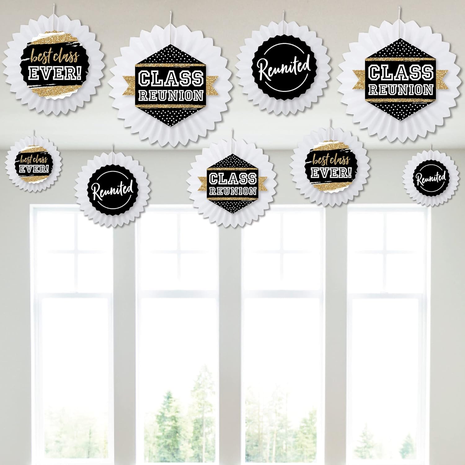 Big Dot of Happiness Reunited - Hanging School Class Reunion Party Tissue Decoration Kit - Paper Fans - Set of 9 : Home & Kitchen